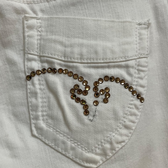 White Rhinestone Embellished Distressed Jeans – Size S - Picture 12 of 16